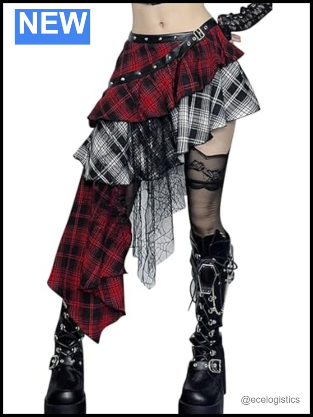 Gothic Steampunk A-Line Skirt High Waist Layered Pleated Ruffle Lace Up